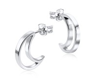 Half Moon Shape Silver Stud Earring STS-3220